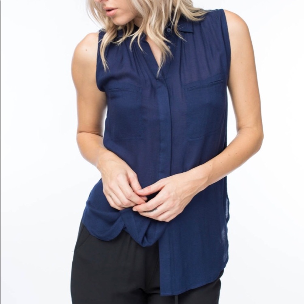 Sleeveless Button Down Blouse